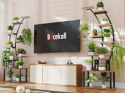 BACEKOLL Plant Stand Indoor with Grow Lights, 63" Tall Lighted Plant Shelf | 9 Tier Corner Plant Holder for Indoor Growing, Large Flower Display Rack for Living Room, Bedroom, Office, Home Decor, Black