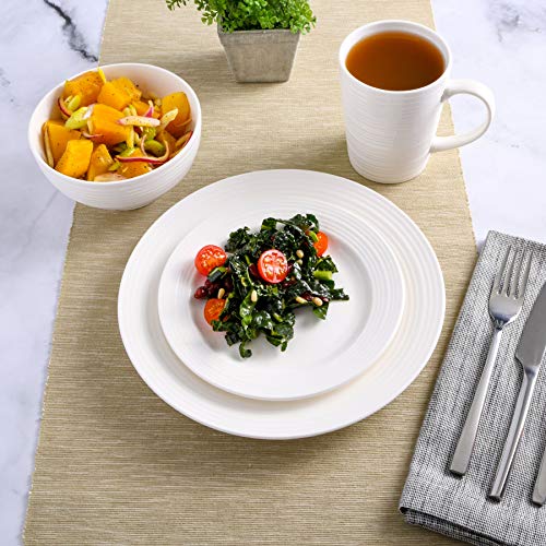 Gibson - 102504.16RM Gibson Home Amelia Court 16 Piece Dinnerware Set, White - color: White (Embossed - Amelia Court), size: Service for 4 (16pcs)