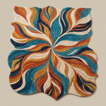 Hand Tufted Small Floral Rug, New Zealand Wool Soft Accent Carpet for Modern Boho Home Decor, Compact Living Room & Office Styling 4x4 Feet - size: 4' (Round)