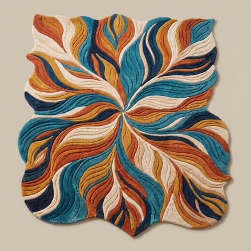 Hand Tufted Small Floral Rug, New Zealand Wool Soft Accent Carpet for Modern Boho Home Decor, Compact Living Room & Office Styling 4x7 Feet - size: 4' x 7' (Rectangular)