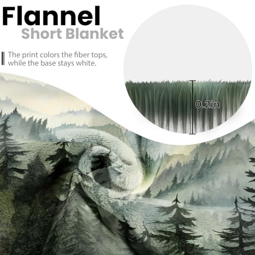 Sage Green Forest Twin Blanket, 60x80 in | for Nature Mountain, Cabin Tree Flannel Blankets, for Couch Bed Living Room Sofa, Decorative Patterned, Super Soft Cozy - size: 60"W x 80"L
