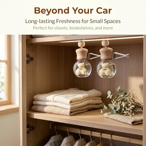 2 Pack Bear Car Vent Clip Diffuser Refillable Glass Bottle | Wood cap glass bottle with dropper, DIY essential oil freshener for car wardrobe bathroom home - size: Bear-A3 - 2PCS