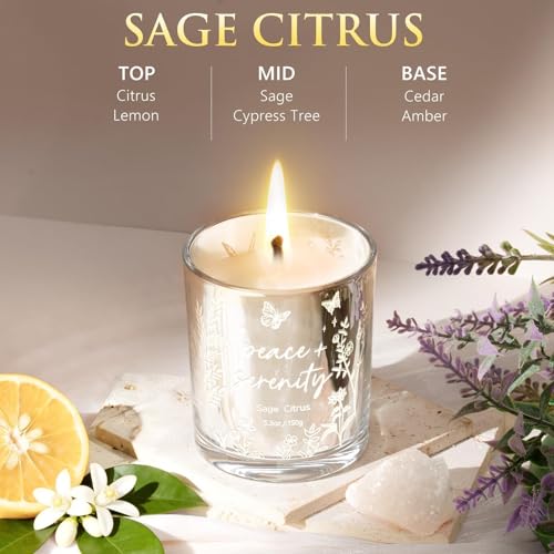 Scented Candles for Women, 3 Pack Soy Wax Candle Gift Sets for Home Scented | Holiday Votive Candle Gifts Set, Christmas Birthday Gifts for Women Mom Friend - Eucalyptus Mint/Bergamot Jasmin/Sage Citrus - color: Silver, Sage Green, Blue