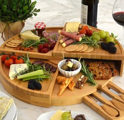 Picnic at Ascot NCAA Penn State Nittany Lions Bamboo Charcuterie Cheese Board with Knife Set & Cheese Markers