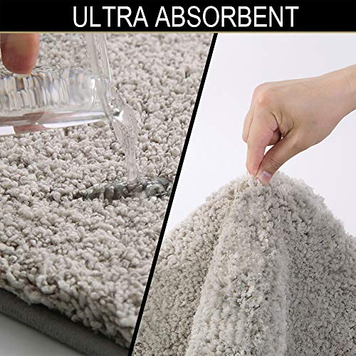 Walensee Shaggy 2 Piece Bath Rug Sets (Light Tan) 20 x 24 U Shape Contour Rug & 20 x 32 Bathroom Rug Machine Wash/Dry Bath Mats Plush Absorbent Bathroom Rugs and Mats Set Non Slip - color: Light Tan