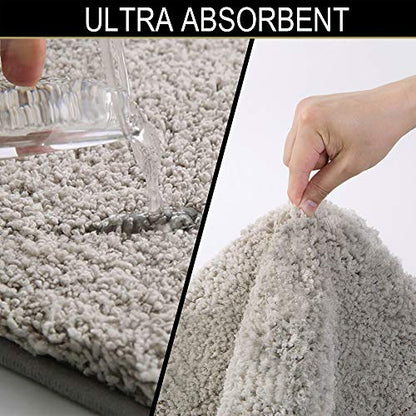 Walensee Shaggy 2 Piece Bath Rug Sets (Light Tan) 20 x 24 U Shape Contour Rug & 20 x 32 Bathroom Rug Machine Wash/Dry Bath Mats Plush Absorbent Bathroom Rugs and Mats Set Non Slip - color: Light Tan