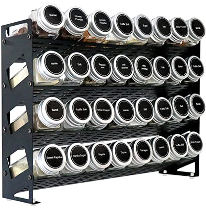 4 Tier Countertop Spice Rack Organizer for Kitchen Cabinet Pantry or Wall Mount, Matte Black (Jars Not Included) - size: 4 Tier Without Jars