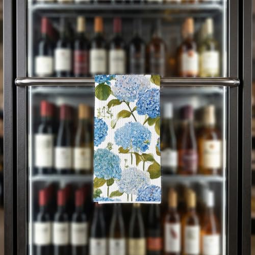 Hydrangea Floral Gifts Dish Towels for Women Hostess, Hydrangea Lover Waffle Weave Kitchen Towels for Farmhouse - color: Hydrangea
