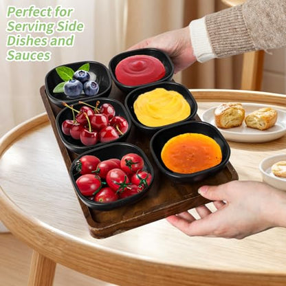 SHECIPIN 12 Pack Unbreakable Dipping Bowls, 4.5 OZ Soy Sauce Dishes，dipping sauce cups，small bowls for dips - color: 12 piece Black
