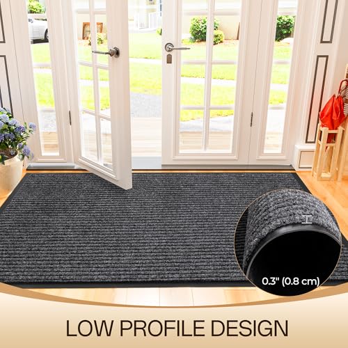 Amyracel Front Door Mat Indoor Outdoor Entrance, 24" x 72" All-Season Waterproof Doormat for Enterway, Heavy Duty Commercial Floor Mat, Fade Resistant, Rubber Back, Low Profile, Easy Clean | Commercial Floor Mat, Non Slip Natural Rubber Doormat, Fade Resi