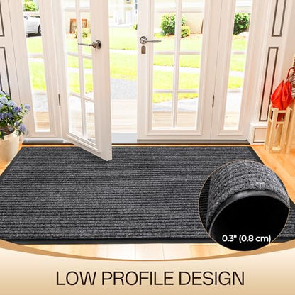 Amyracel Front Door Mat Indoor Outdoor Entrance, 24" x 72" All-Season Waterproof Doormat for Enterway, Heavy Duty Commercial Floor Mat, Fade Resistant, Rubber Back, Low Profile, Easy Clean | Commercial Floor Mat, Non Slip Natural Rubber Doormat, Fade Resi