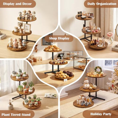 Emfogo Wooden Cupcake Stand for 50 Cupcakes, 3 Tier Dessert Tower Stands, Cup Cake Display for Party Afternoon Tea Wedding Graduation, Large Tiered Tray for Cake Cookie Food (1 Pack) - color: 1pack 11.6" diameter