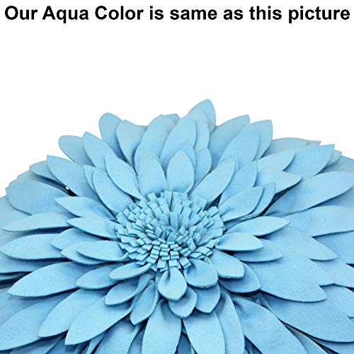 Contempo Lifestyles 3D Daisy & Sunflower Throw Pillow - Solid Light Blue Flower-Shaped Couch & Bed Pillow - Gift for Her - color: Solid Aqua