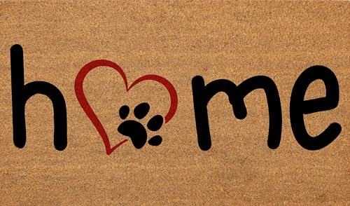 Coir Door Mats 17" X 30", Non-Slip Sturdy, PVC Backed Heavy Duty, Easy to Clean, Ideal for Door Entrance, Patio, Porch, Backyard, Garages, Home with The Love of Paws - color: Paw Love Home