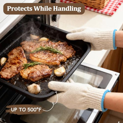 1 Pair Heat Resistant Gloves, 932°F Oven Gloves, Cut-Resistant Grill Gloves | Cooking Gloves for BBQ,Grilling,Baking,Cutting, Welding,Smokers and Fireplaces,White