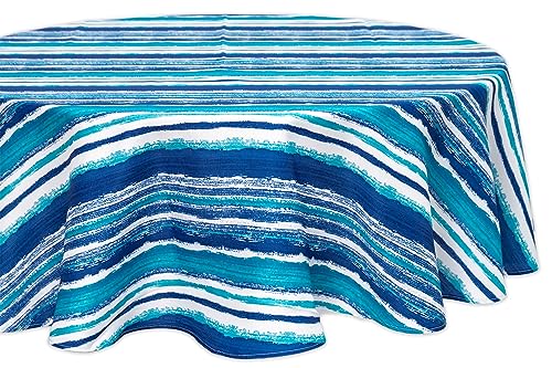 Indoor Outdoor Tabletop for Spring Summer Decorations, Picnics and Dinner Parties - Stain and Water Resistant, Crayon Art (Ocean), Tablecloth, 60" Round - color: Crayon Art (Ocean), size: 60" (Round)