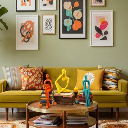 AceOrbit 3 Pcs Mid Century Modern Decor Thinker Statues Bookshelf Decor Thinker Sculptures Abstract Art Ornament Modern Aesthetic Figurine for Home Bedroom Office Shelf Table Desk Bookshelf Decoration - style: Thinker