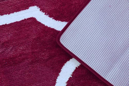 Yafa Home Fashion 2 Piece Modern Design Microfiber Soft Bathroom Rug Set, Non-Slip PVC Backing - color: Regal Frame Burgundy, size: 2 Piece: 20" X 20" + 20" X 32" (Rectangular)