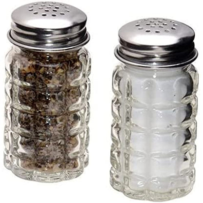 Retro Style Salt and Pepper Shakers with Stainless Tops (2) - style: Salt and Pepper Shakers