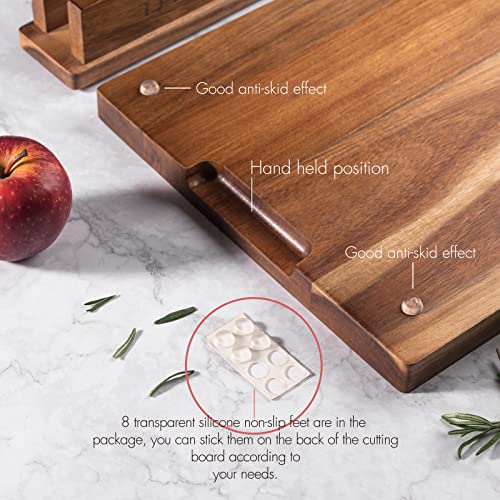 TJ POP Acacia Wood Cutting Board for Kitchen, Premium Wooden Chopping Board with Stand Organizer and Built-in Handle, 15.8 x 11.9 x 1 Inches Butcher Block Large Cheese Serving Board - color: Acacia woood with stand