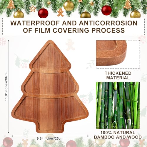 11.42 x 10.43 Inch Christmas Tree Wood Serving Platter Board | Rustic Charcuterie Platter for Christmas Parties, Cheese Fruit Tray, Farmhouse Cutting Board for Holiday Table - style: Christmas Tree