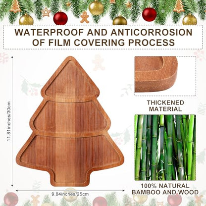 11.42 x 10.43 Inch Christmas Tree Wood Serving Platter Board | Rustic Charcuterie Platter for Christmas Parties, Cheese Fruit Tray, Farmhouse Cutting Board for Holiday Table - style: Christmas Tree