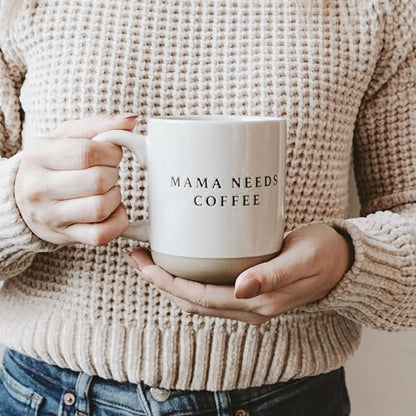 Sweet Water Decor Mama Needs Coffee Stoneware Coffee Mugs - 14Oz Cute Coffee Mugs for Hot & Cold Drinks - Dishwasher & Microwave Safe - Mothers Day Gift - Ideal Tea & Espresso Mugs - style: Mama Needs Coffee
