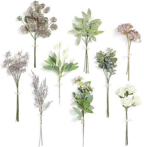 Serra Flora Artificial Greenery Spray Box Set(Pack of 38pcs) with 9 Kinds of DIY Wedding Bouquet Filler Table Centerpieces and Floral Arrangement (Lilac & Green) - color: Lilac &Green