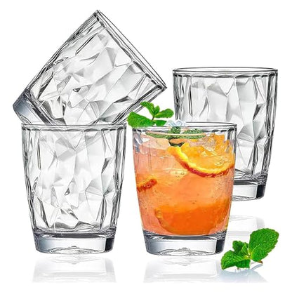 Plastic Clear Water Tumblers Set of 4, 10-ounce Transparent Unbreakable Drinking Glasses, Acrylic Reusable Juice Wine Cups Dishwasher Safe Water Tumblers Camping Portable Cups, Easy To Storage (Clear) - color: Clear