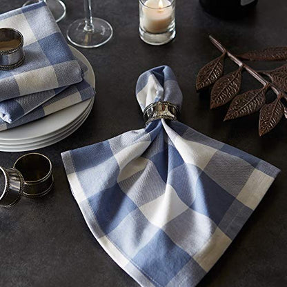 DII Buffalo Check Collection, Classic Farmhouse Cloth Napkin Set, 20x20, Stonewash Blue, 6 Piece - color: Stonewash Blue, size: 20" x 20" (Set of 6)