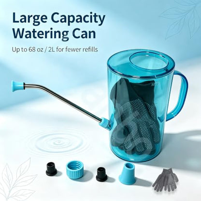 Small Watering Can 2L with Long Spout, Plastic，White | 68oz Capacity, Lightweight Design, Indoor & Outdoor Use, Portable, Long Reach Spout - color: White
