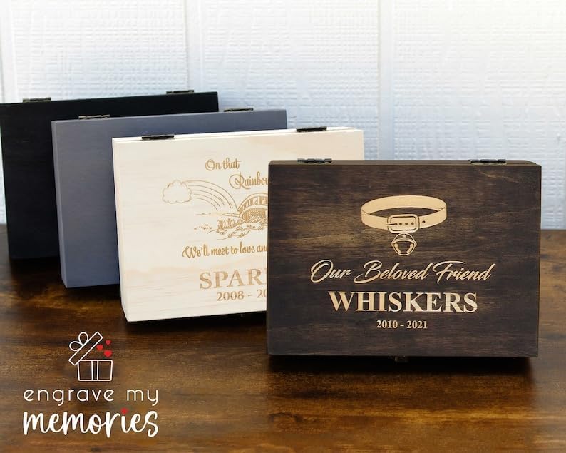 Personalized Pet Memory Keepsake Box Custom Engraved Wooden Memorial Urn Box with Lid - Pet Loss Gift for Dogs or Cats Remembrance Storage Boxes for Ashes, Photos Forever Friend Always In Your Heart - style: 5. Pet Memorial
