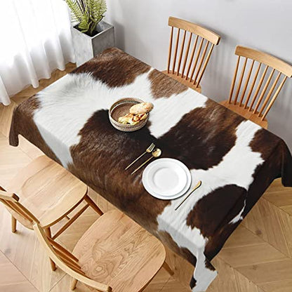 Worltoldb Cow Tablecloths Polyester Table Cloth for Kitchen Dinning Table Washable Table Cover for Parties Wedding Picnic - color: White10