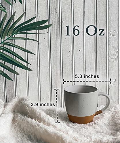Mora Ceramic Large Latte Mug Set of 4, 16oz - Microwavable, Porcelain Coffee Cups With Big Handle - Modern, Boho, Unique Style For Any Kitchen. Microwave Safe Stoneware - Earl Grey - color: Earl Grey