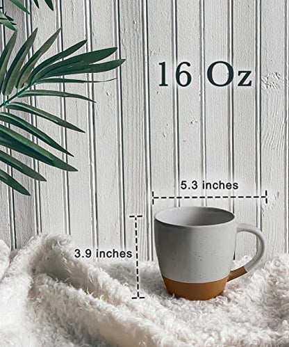 Mora Ceramic Large Latte Mug Set of 4, 16oz - Microwavable, Porcelain Coffee Cups With Big Handle - Modern, Boho, Unique Style For Any Kitchen. Microwave Safe Stoneware - Earl Grey - color: Earl Grey