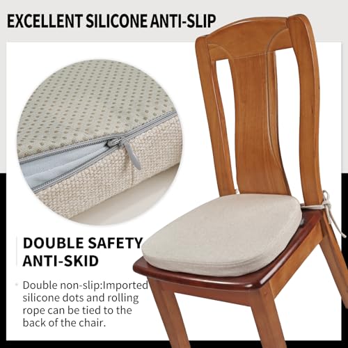 SINOSSO 1 Pack Memory Foam Chair Cushions for Dining Chair, Friendly Woven Fabric 16" U-Shape Comfortable Kitchen Chair Pad, Removable Slip Resistant Seat Cushion (1 Piece, Oatmeal Beige) - color: Oatmeal Beige