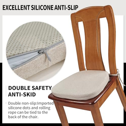 SINOSSO 1 Pack Memory Foam Chair Cushions for Dining Chair, Friendly Woven Fabric 16" U-Shape Comfortable Kitchen Chair Pad, Removable Slip Resistant Seat Cushion (1 Piece, Oatmeal Beige) - color: Oatmeal Beige
