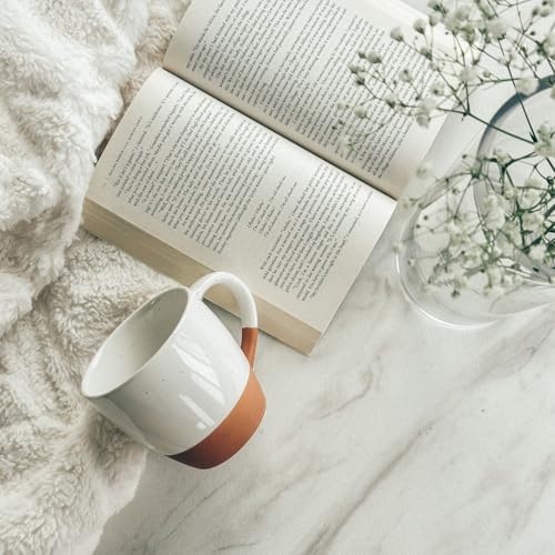 Mora Ceramic Large Latte Mug Set of 4, 16oz - Microwavable, Porcelain Coffee Cups With Big Handle - Modern, Boho, Unique Style For Any Kitchen. Microwave Safe Stoneware - Vanilla White - color: Vanilla White
