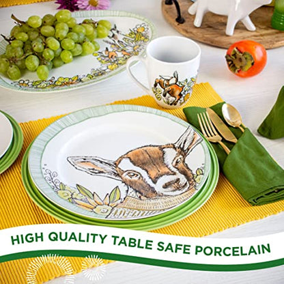 14" Oval Platter | Leaping Lambs