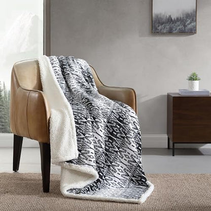 Eddie Bauer - Throw Blanket, Brushed Fleece & Plush Sherpa Soft Bedding, Blanket for Couch & Bed (San Juan Grey, 50" x 60") - color: San Juan Grey, size: 50" x 60"