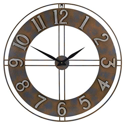30-Inch Large Metal Decorative Rusty Wall Clock with Arabic Numerals - size: X-Large