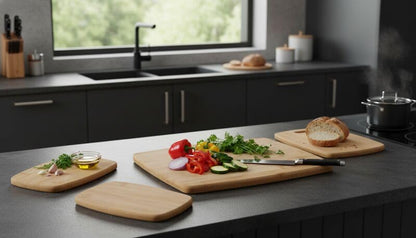 Farberware 4-Piece Bamboo Cutting Board Set - Reversible Boards for Meal Prep, Charcuterie, Cheese and Entertaining, Natural Bamboo Kitchen Essential - size: 14"L x 11"W, style: 4-Piece