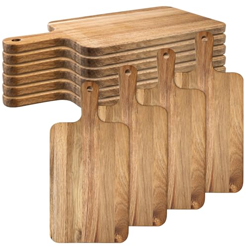 10 Pcs Acacia Wood Cutting Board with Handle,Wooden Chopping Boards | Kitchen Cutting Board for Meat Bread Fruit Cheese Serving Board Charcuterie Boards Chopping Blocks,7.8x15.7in