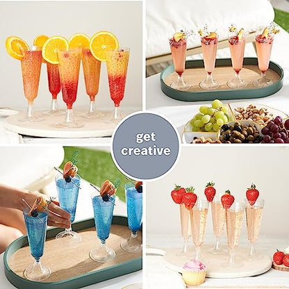 MATANA 50 Plastic Champagne Flutes 5oz with Silver Glitter - Sturdy & Reusable - Cocktails, Prosecco, Mimosa - Toasting Glasses for Birthdays, Weddings, Christmas, BBQ & Parties - color: Silver Glitter, size: 50 Pack