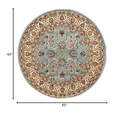Well Woven Barclay Sarouk Light Blue Traditional Area Rug 5'3" Round - color: Light Blue, size: 5'3" (Round)