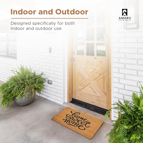 Coir Welcome Mat, Non-Slip, Sweet Home, 17 x 29 in | 100% Natural Coir, Anti-Shedding, Durable PVC Backing, Traps Dirt and Mud, Indoor and Outdoor Entryway, Easy to Clean - color: Sweet Home