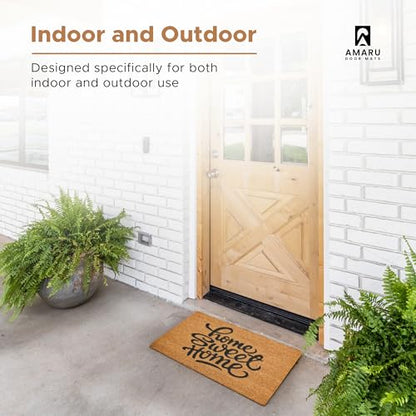 Coir Welcome Mat, Non-Slip, Sweet Home, 17 x 29 in | 100% Natural Coir, Anti-Shedding, Durable PVC Backing, Traps Dirt and Mud, Indoor and Outdoor Entryway, Easy to Clean - color: Sweet Home