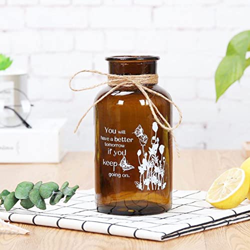 Amber Glass Vase Set, Bud Vase, Decorative Glass Bottles, Apothecary Jars, Vintage Flower Vase Centerpieces for Wedding Home Table Décor (1pc-Butterfly-500ml) - size: 1pc-Butterfly-500ml