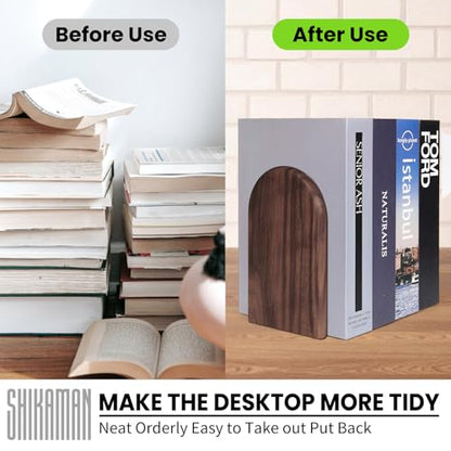 Book Ends,2 Pair Large Bookends Wood Book Ends Universal Economy Bookend (2, Large) - size: Large