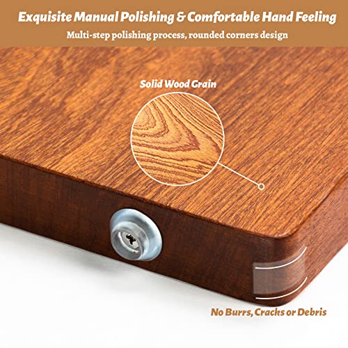 Brosisincorp Sapele Wood Cutting Board One Piece No Glue 14.96"L*11.02"W | Real Solid Whole Single Hardwood, Pre-Oiled Non Toxic No Joint, Reversible Heavy Duty Thick, Edge Grain Without Juice Grooves - size: 15"L x 11"W